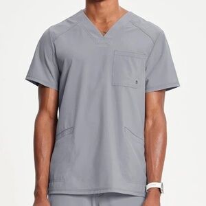 Cherokee Infinity Men’s V-Neck Scrub Top Gray Size L Medical Uniform